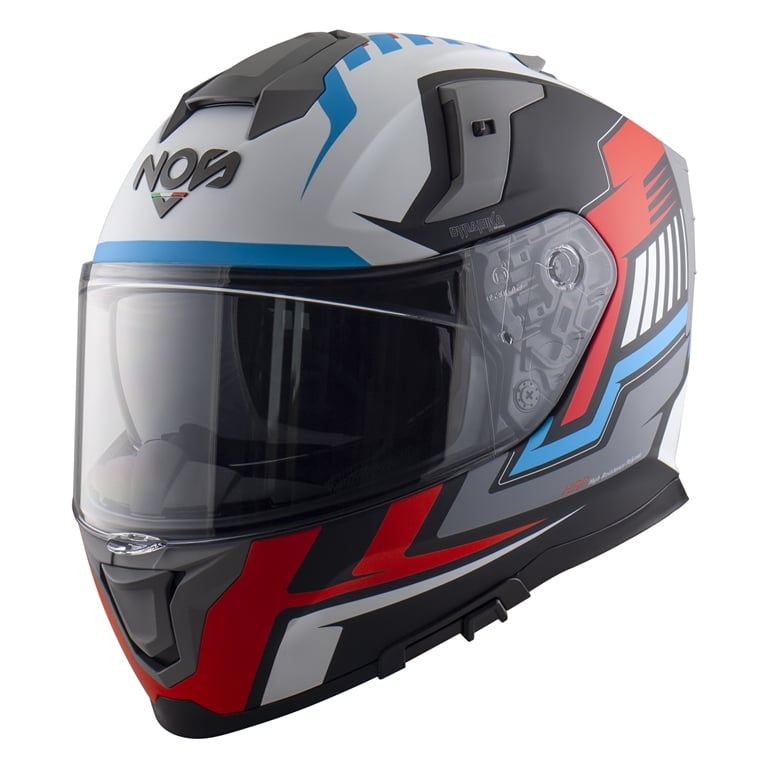 Casco NOS NS-10 Sonic Blue Red Matt