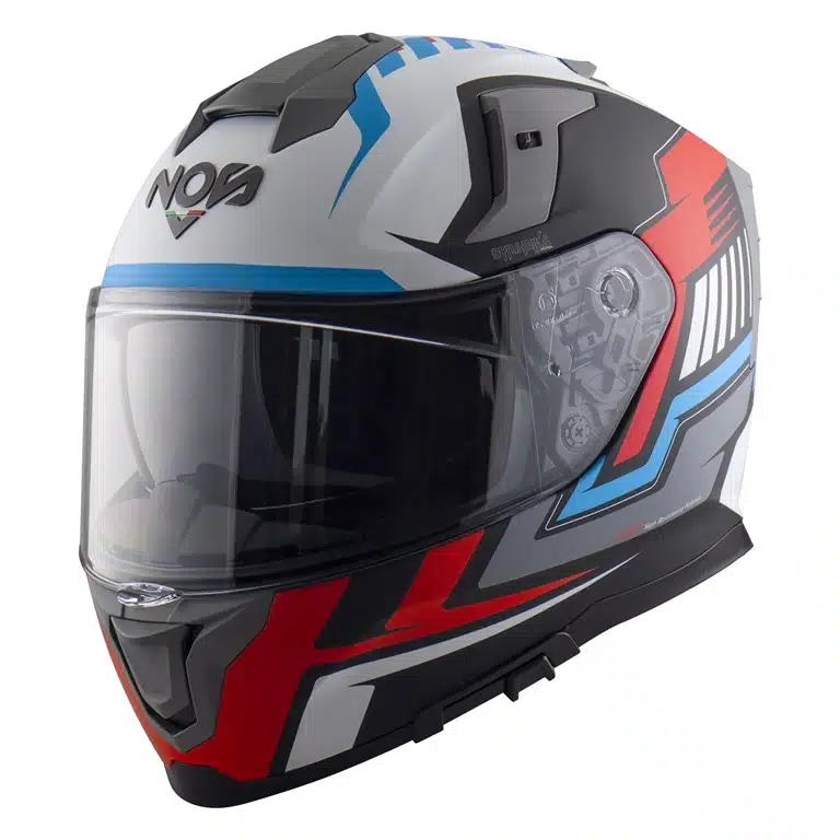 Casco NOS NS-10 Sonic Blue Red Matt