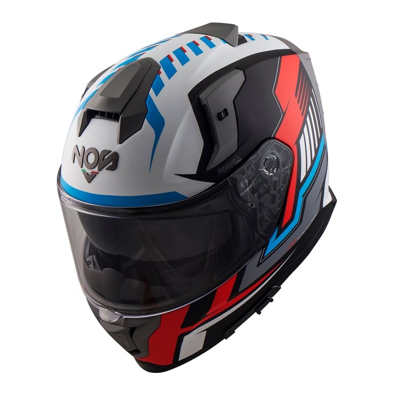 Casco NOS NS-10 Sonic Blue Red Matt