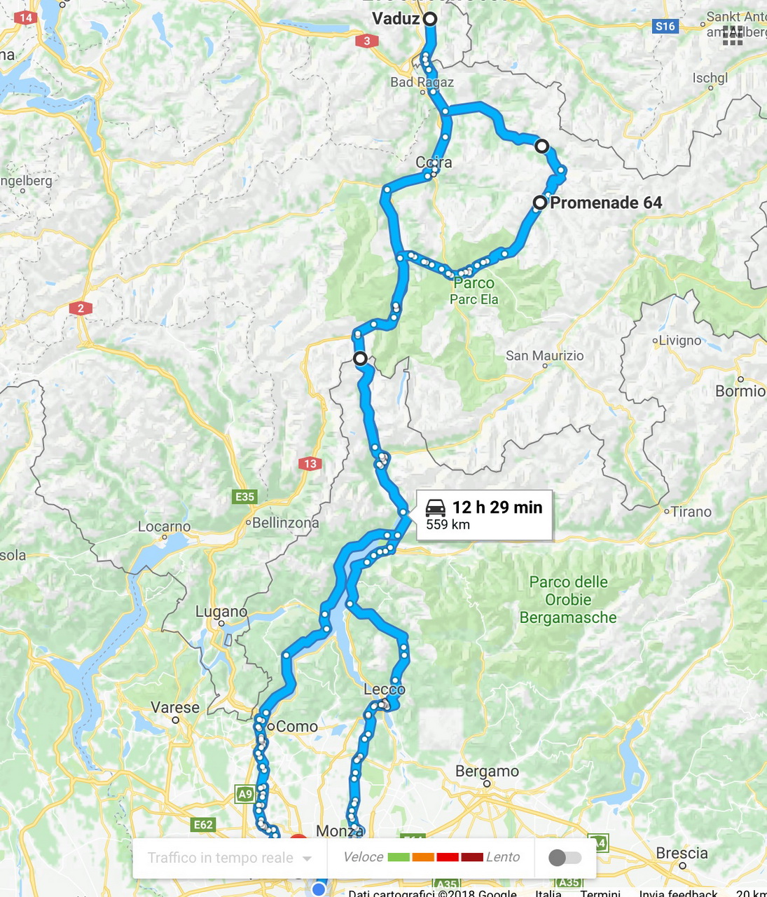 Itinerario Milano - Vaduz Liechtenstein 2018