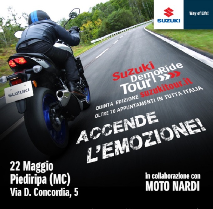 Suzuki DemoRide Tour 2016 arriva a a Rimini e nelle province di Treviso, Macerata e Trento