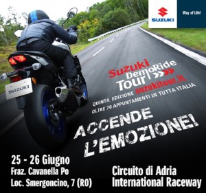 Suzuki DemoRide Tour 2016, il 25 e 26 giugno a Verbano-Cusio-Ossola, Cuneo e all’autodromo di Adria