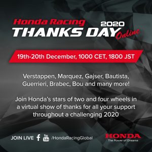 Honda Racing Thanks Day: evento via streaming il 19 e 20 dicembre 2020