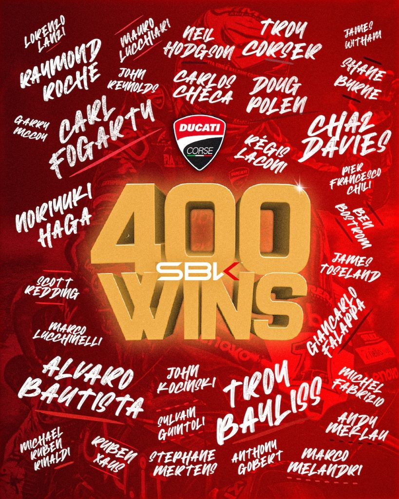 Ducati: 400 Erfolge in der Superbike-Weltmeisterschaft, eine siegreiche Reise