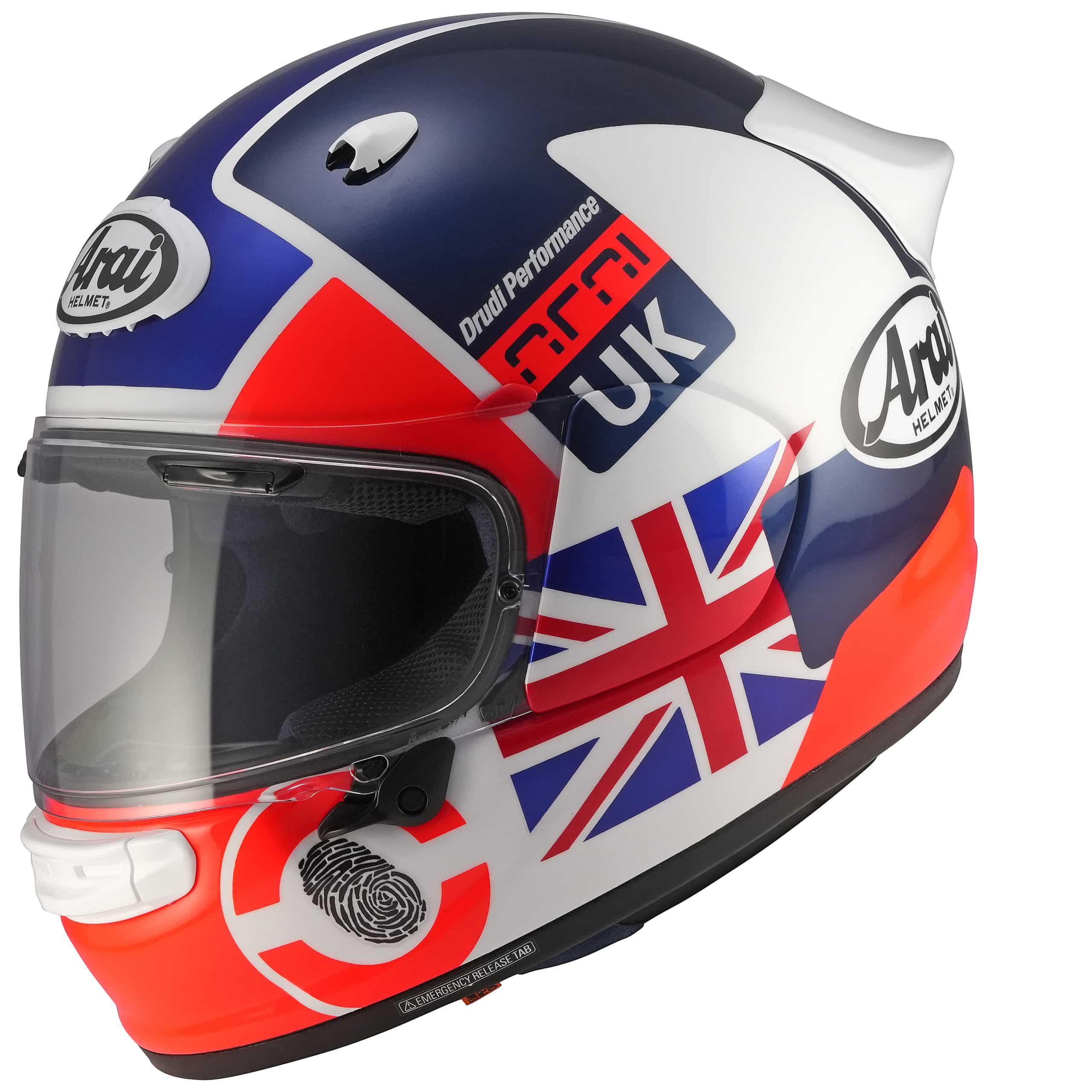 Novità BER Racing: caschi Arai Quantic Nation UK e NOS NS-9 Omega White, protezioni GTech Tube