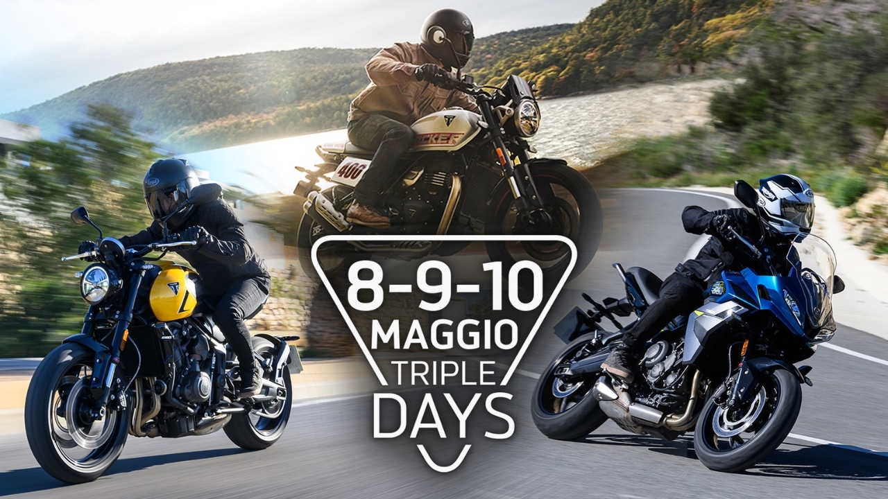 Test ride Triumph 2026: Triple Days con Tracker 400, Tiger Sport 660 e Trident 660